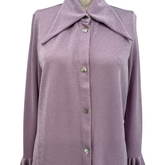 Sleeper The Cosmos Set Lurex Lounge Shirt And Trouser Set Purple Size Small - Picture 4 of 16